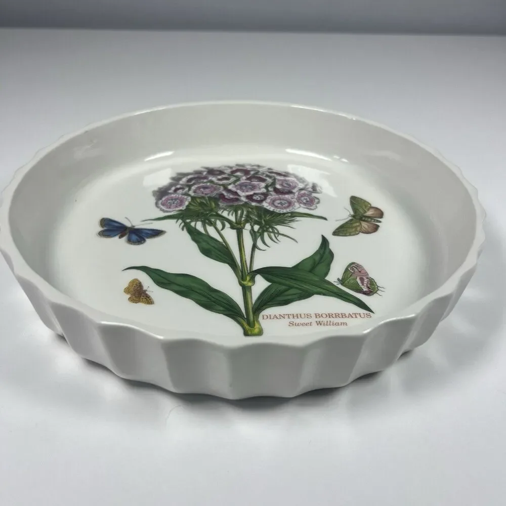 PORTMEIRION Botanic Garden Sweet William Dianthus Barbatus Fluted Flan Dish